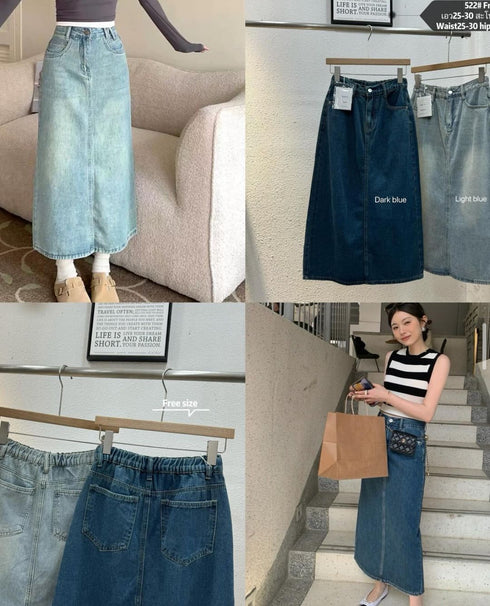 Ladies BackSlit Denim Skirts